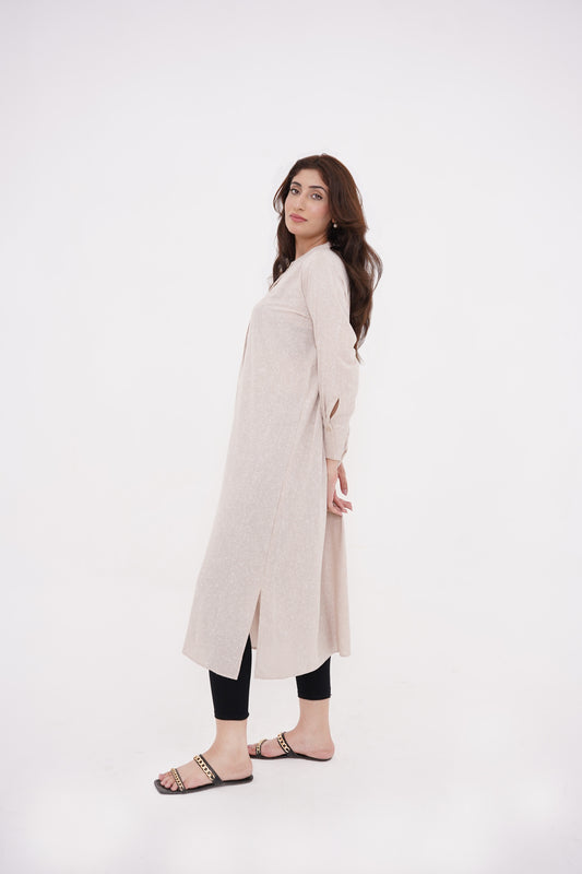 Off-white Textured Long Dress