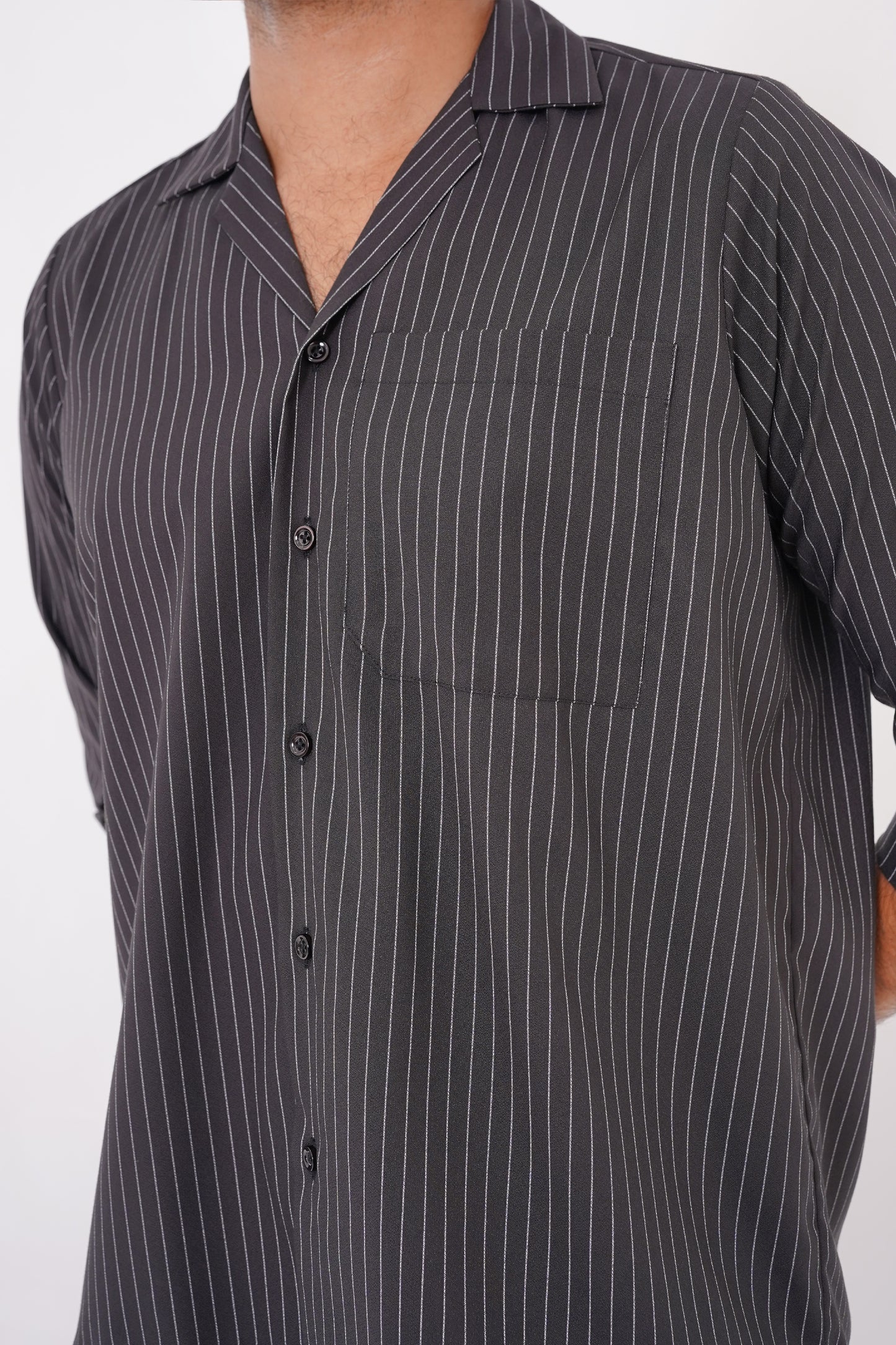 Black Striped Safari Shirt