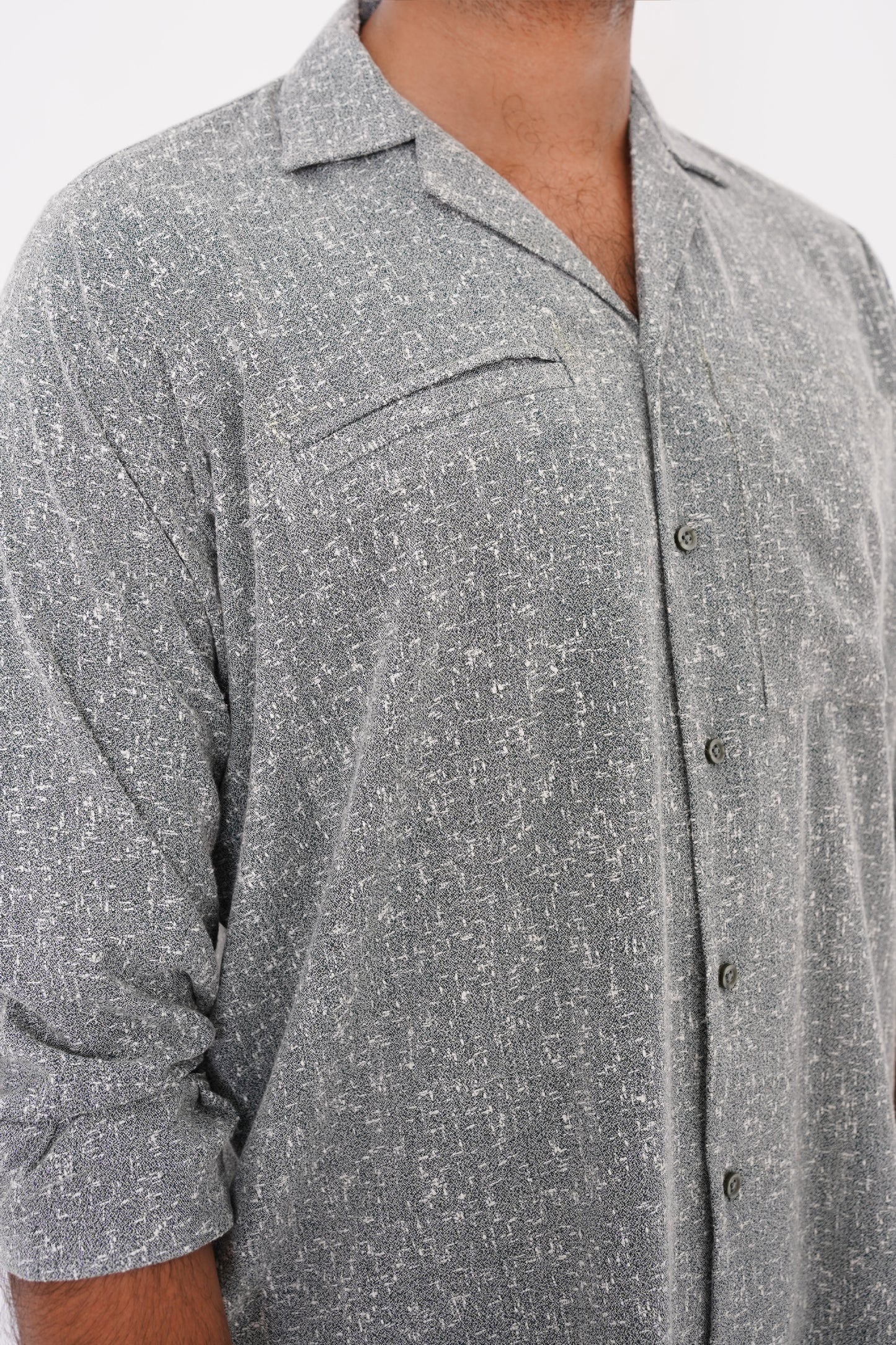 Slate Grey Textured Safari Shirt