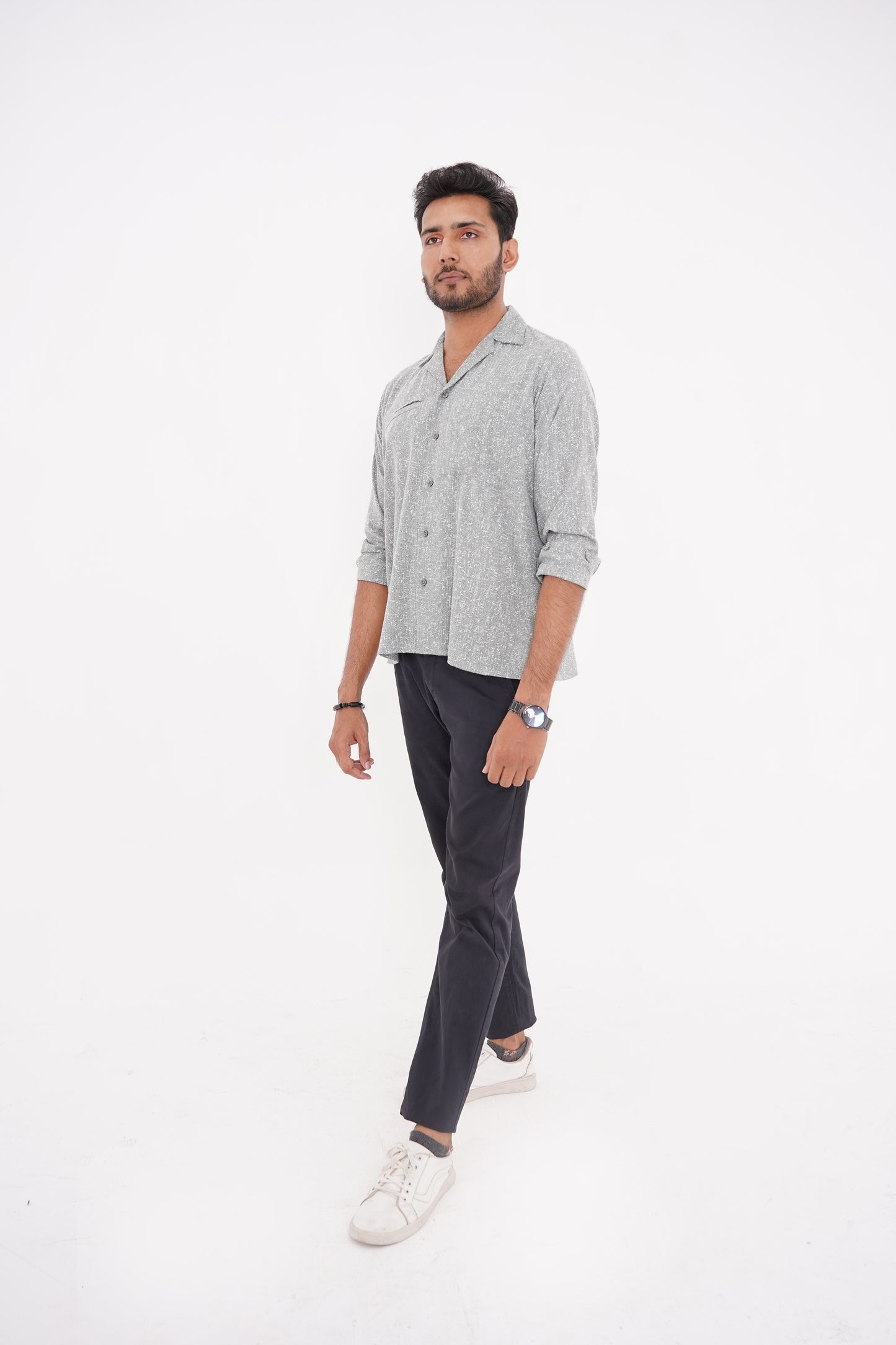 Slate Grey Textured Safari Shirt